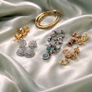 Classic Gold Hoop Earrings Trio - Women Jewelry Ring Accent